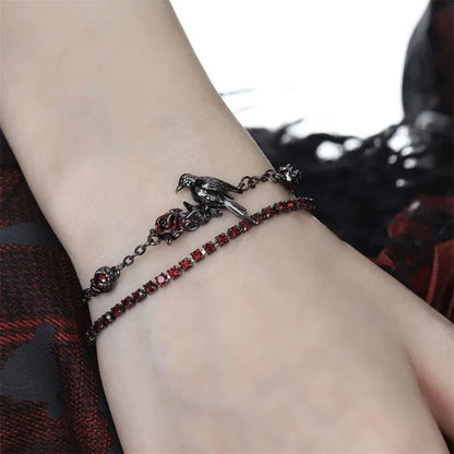 Dunkelheit Schmuck Goth Mandala Blume Manschette Armreifen Goth Krähe Armreif Punk Süße Cool Girl Feder Armband Zubehör Geschenke So ist Leben