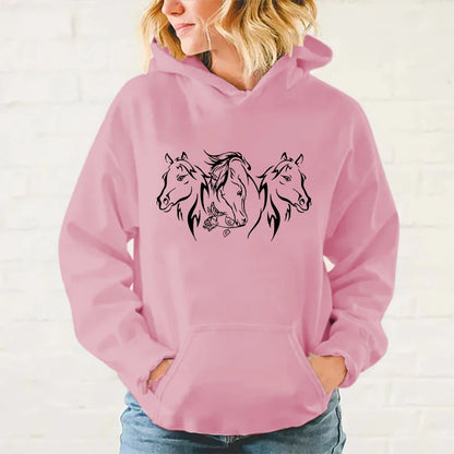 Y2K Hoodies Pferde-Hoodies Pullover Unisex Kapuzenpullover Harajuku Streetwear Langarm So ist Leben