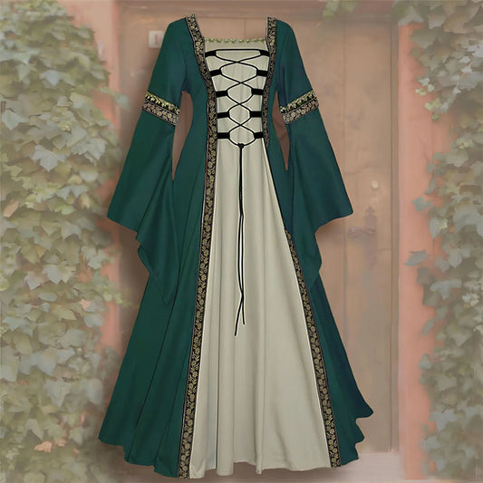 Halloween Frauen Europäischen Mittelalterlichen Gericht Phantasie Vampir Cosplay Kostüm Karneval Vintage Trägerlosen Langarm Elegantes Kleid So ist Leben