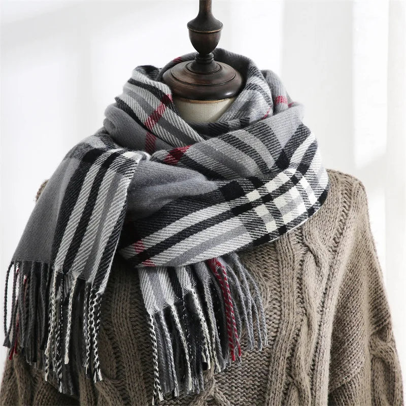 Warmer Winterschal, langer Schal mit Karomuster für Damen, weiches Wärmespeicherungssign, unverzichtbar für kaltes Wetter So ist Leben