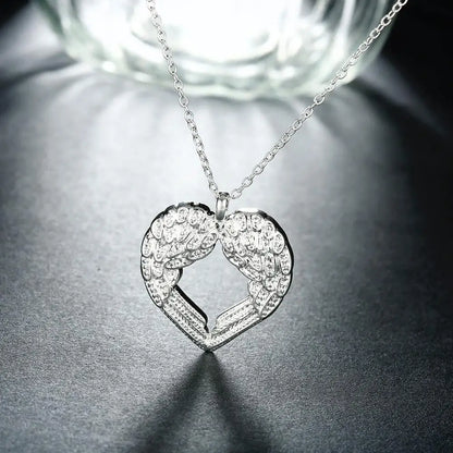 925 sterling Silber Engel flügel herz Anhänger Halskette Für Frauen luxus mode party hochzeit zubehör Schmuck Weihnachten geschenk So ist Leben