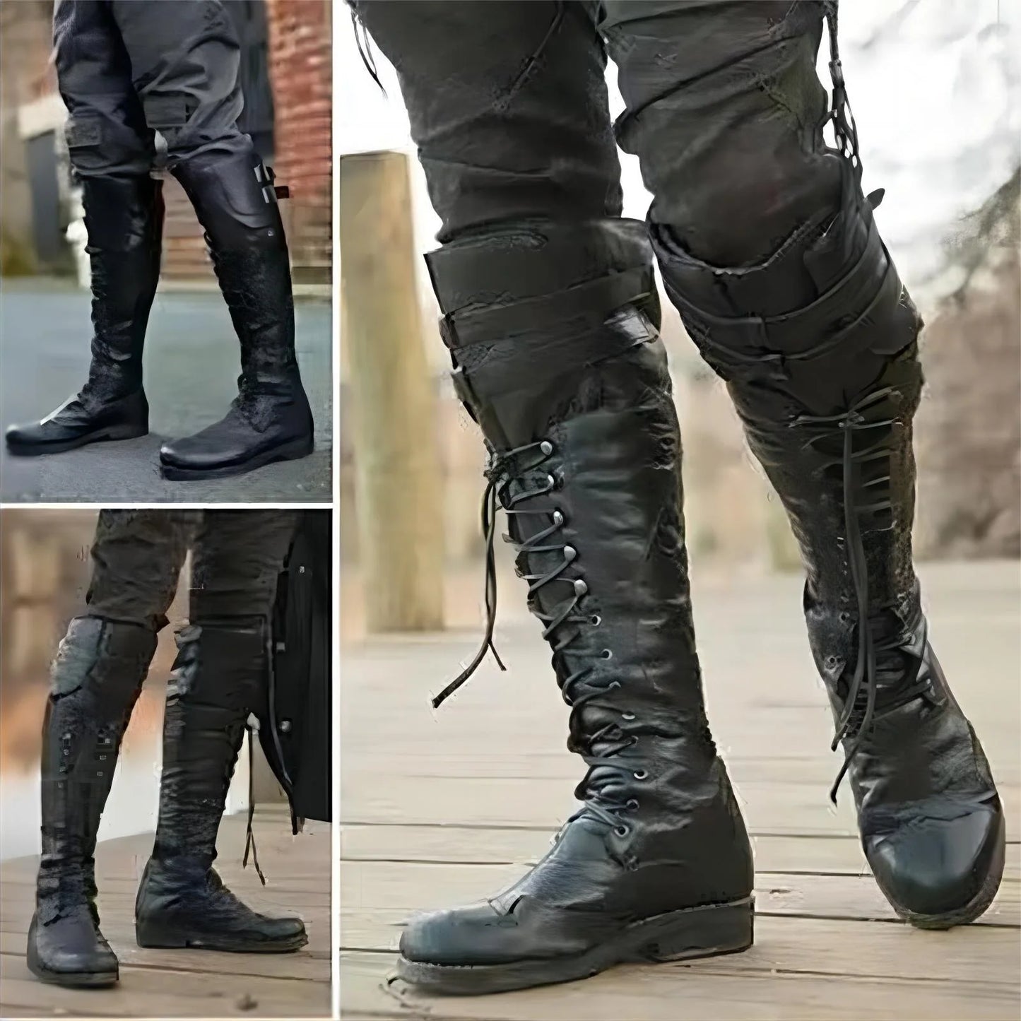 Mittelalterliche Steampunk Cosplay Stiefel Herren Winter Larp Wikinger Pirat PU Leder Schuhe Karneval Party Fancy Knight Stiefel So ist Leben