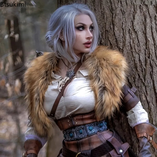 Pelzkragen Winterkleidung König Krieger Umhang Wikinger Pelzschal Mittelalterlicher Krieger Kunstpelz Umhang Halloween Cosplay Kostüm So ist Leben