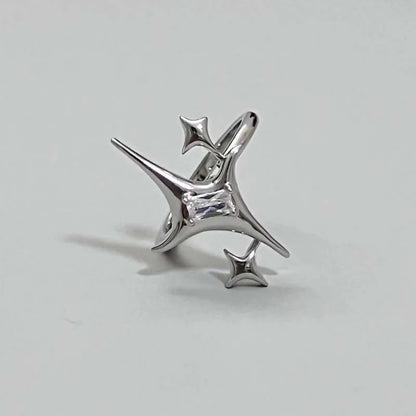 Vintage Unregelmäßige Kreuz Stern Offenen Ring für Frauen Männer Punk Gothic Silber Farbe Einstellbar Paar Ringe Y2K Egirl Schmuck Geschenk So ist Leben