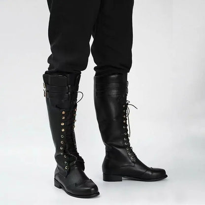 Mittelalterliche Steampunk Cosplay Stiefel Herren Winter Larp Wikinger Pirat PU Leder Schuhe Karneval Party Fancy Knight Stiefel So ist Leben