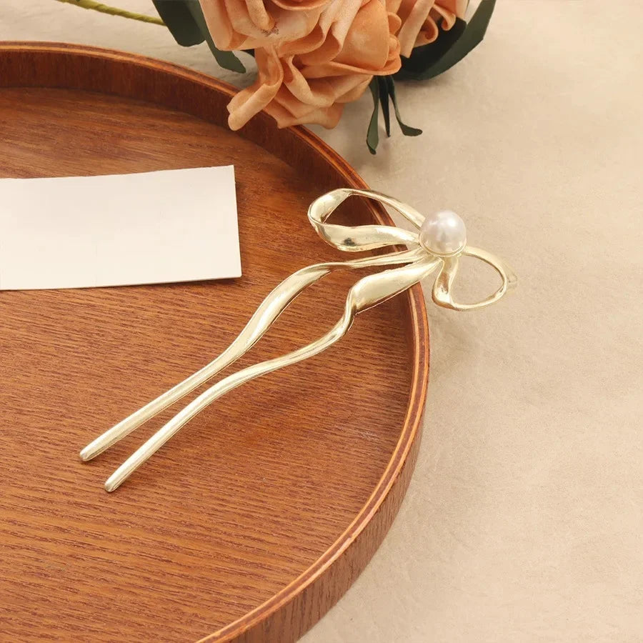 U-förmige Haarnadel aus Metall, Perlen-Schmetterlings-Haar-Accessoire, neuer chinesischer Stil, antikes Gefühl, hochwertige florale Step-Rock-Haarnadel So ist Leben