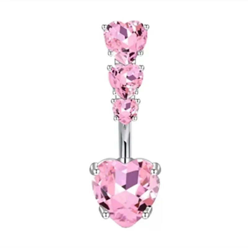 1PCS Rosa Krone Bauchnabel Ringe Schmuck Edelstahl Herz Nabel Piercing Barbell Kristall Nette Bauch Ringe Für Frauen Mädchen So ist Leben