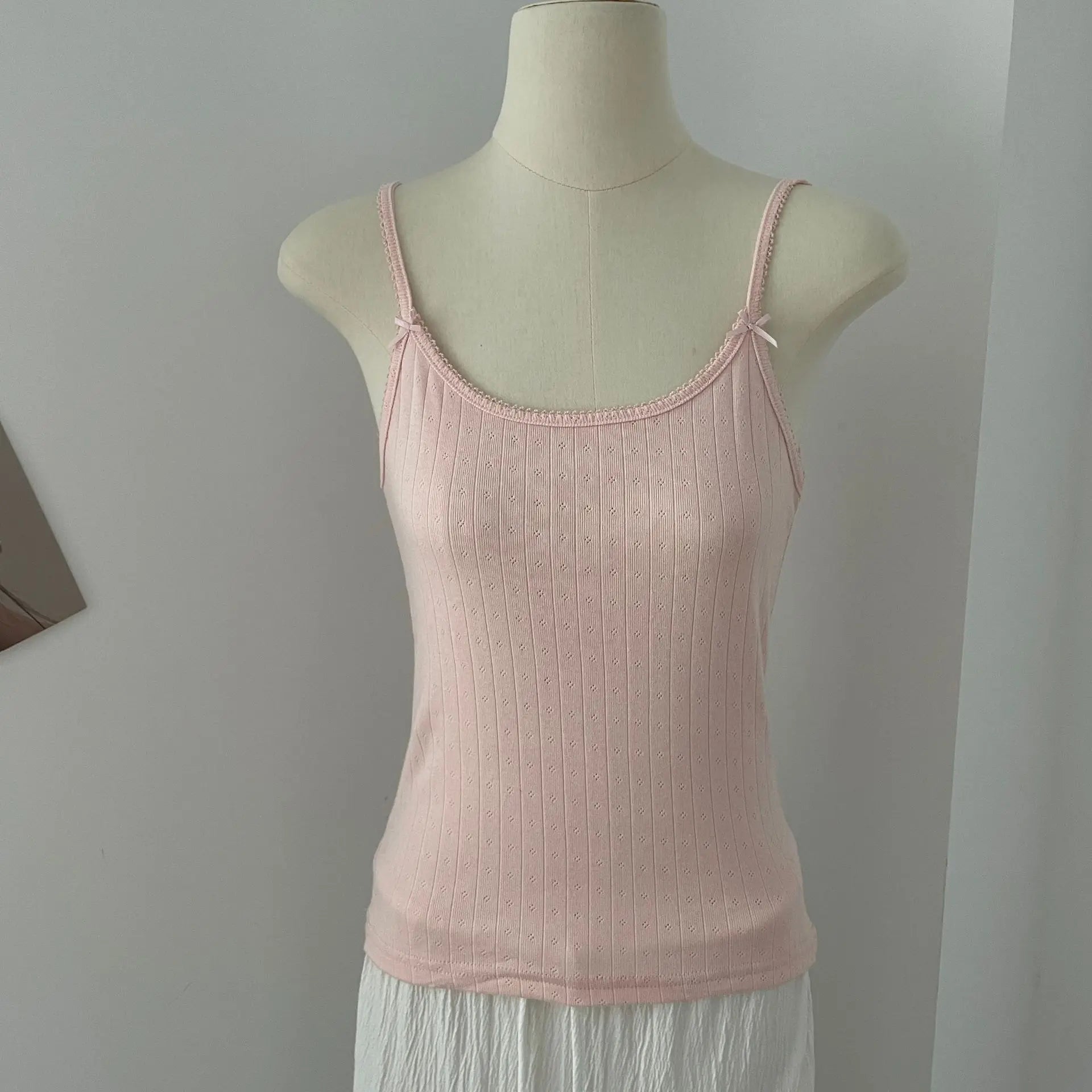 Süße Blumendruck Öse Schleife abgeschnittene Westen Frauen Baumwolle beiläufige dünne Spitzenbesatz Tank Tops Vintage Adrette süße Leibchen Y2K So ist Leben