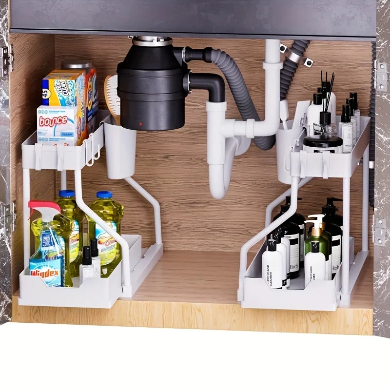 Platzsparender 2-stufiger Organizer unter dem Waschbecken, herausziehbare Aufbewahrungsbox, langlebig, großes Fassungsvermögen, für Küche und Badezimmer, unverzichtbarer Schubladen-Organizer So ist Leben