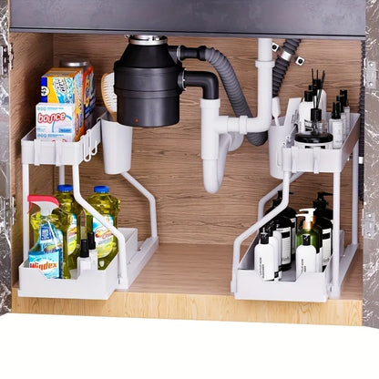 Platzsparender 2-stufiger Organizer unter dem Waschbecken, herausziehbare Aufbewahrungsbox, langlebig, großes Fassungsvermögen, für Küche und Badezimmer, unverzichtbarer Schubladen-Organizer So ist Leben