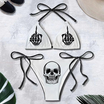 Gothic-Bikini 2025, Damen-BH mit Punk-Schädel-Aufdruck, Dreieckshose, Badeanzug, geteilter Badeanzug, Unterwäsche, Y2K-Bikinis, Bademode So ist Leben