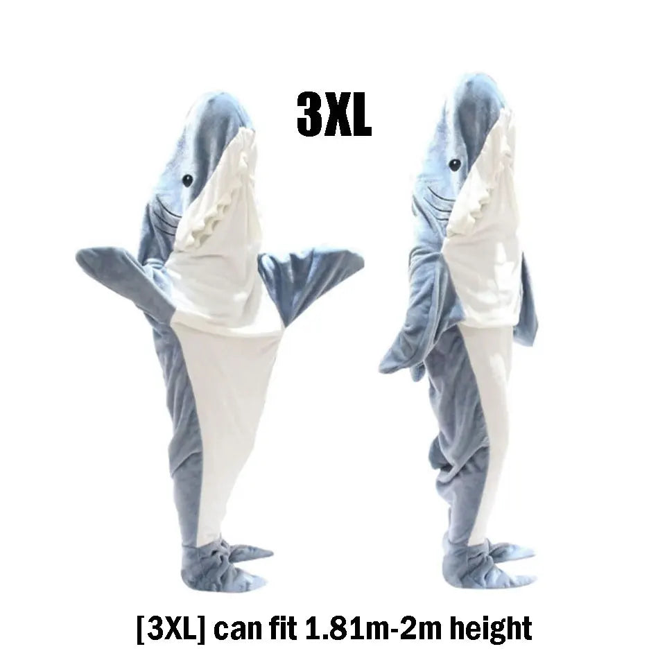 Cartoon Shark Decke Hoodie Frauen Kigurumi Overall Kinder Eltern Mit Kapuze Warme Flanell Lustige Homewear Shark Onesie Schlafsack - So ist Leben
