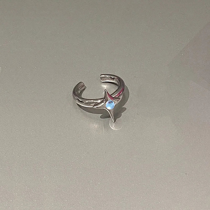 Vintage Unregelmäßige Kreuz Stern Offenen Ring für Frauen Männer Punk Gothic Silber Farbe Einstellbar Paar Ringe Y2K Egirl Schmuck Geschenk So ist Leben