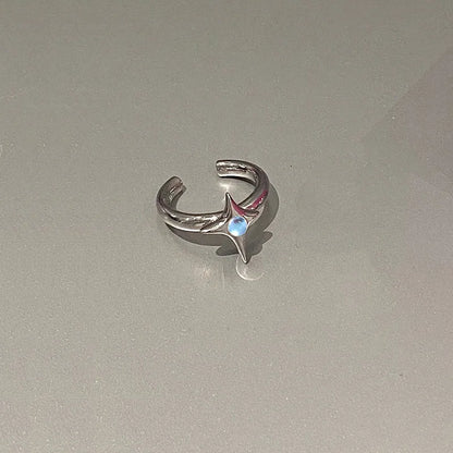 Vintage Unregelmäßige Kreuz Stern Offenen Ring für Frauen Männer Punk Gothic Silber Farbe Einstellbar Paar Ringe Y2K Egirl Schmuck Geschenk So ist Leben