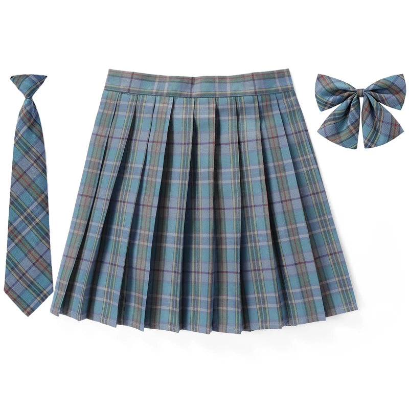 Frauen Hohe Taille Gefaltete Rock Plaid Krawatte Sommer Neue Harajuku Preppy Mini EINE Linie Japanische Schule Uniformen Mädchen Kawaii Rock So ist Leben