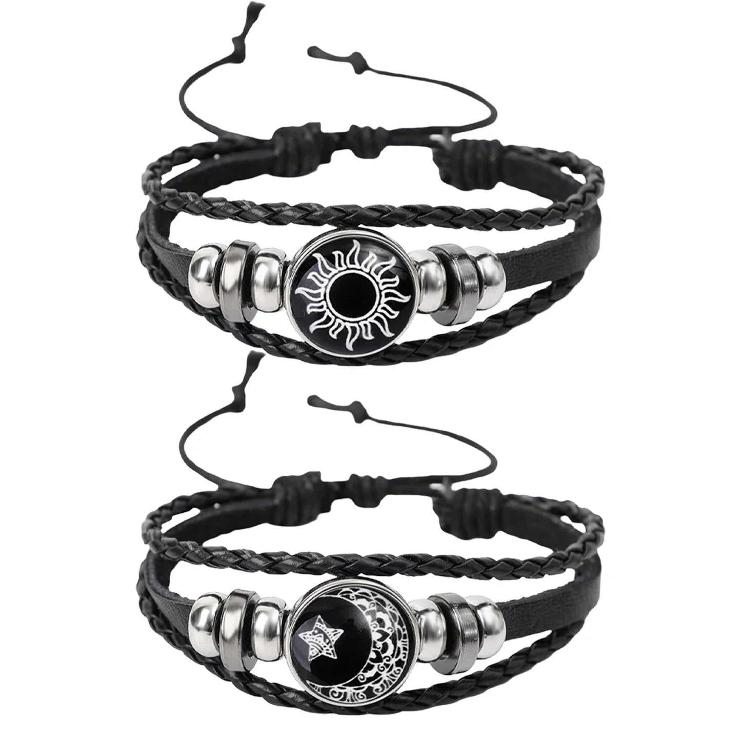 1/2 Stück Sonnen- und Mond-Armband, leuchtend, verstellbar, schwarz, geflochten, romantische Armbänder für Freunde, Freundin, Freundschaft, Geburtstagsgeschenke So ist Leben