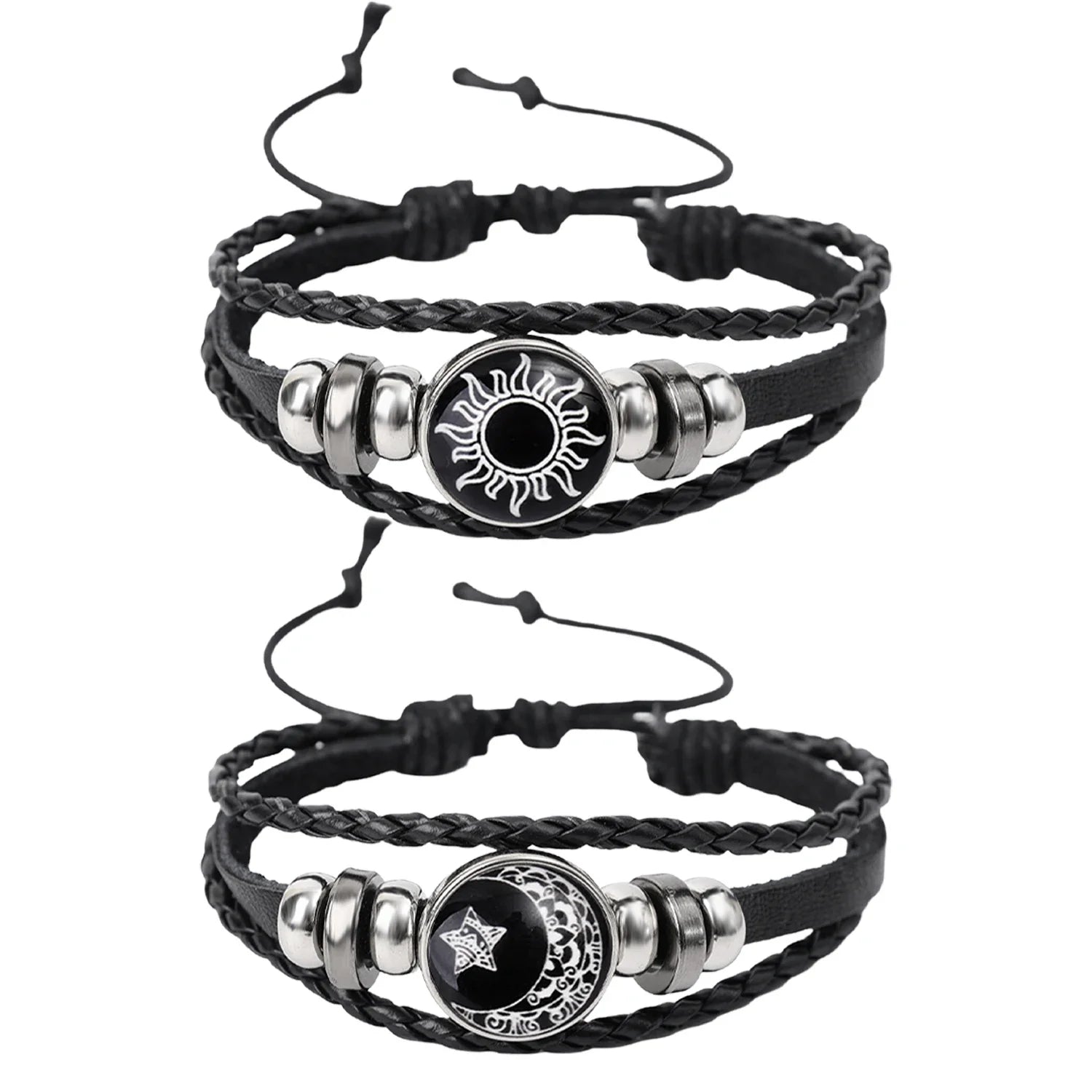 1/2 Stück Sonnen- und Mond-Armband, leuchtend, verstellbar, schwarz, geflochten, romantische Armbänder für Freunde, Freundin, Freundschaft, Geburtstagsgeschenke So ist Leben