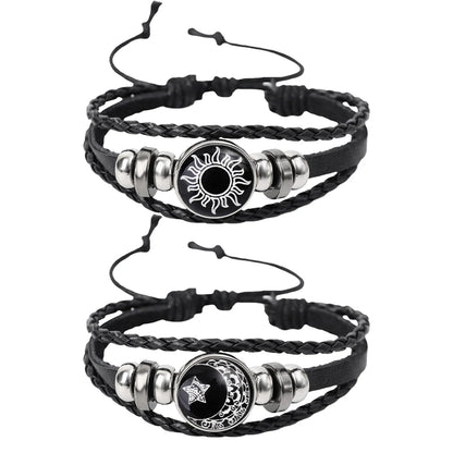 1/2 Stück Sonnen- und Mond-Armband, leuchtend, verstellbar, schwarz, geflochten, romantische Armbänder für Freunde, Freundin, Freundschaft, Geburtstagsgeschenke So ist Leben