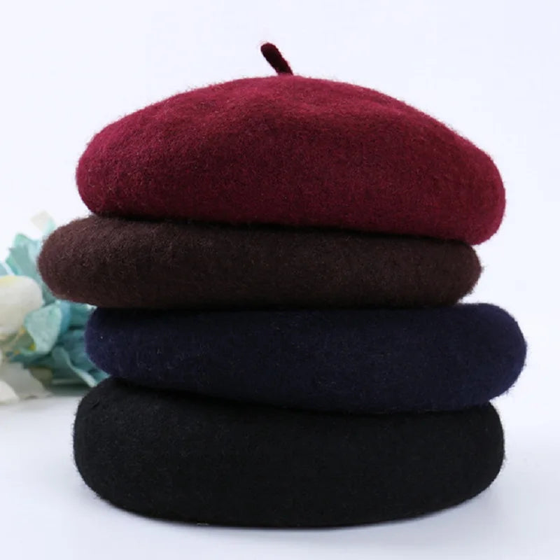 Wolle Berets Winter Frauen Französisch Stil Warme Beanie Hut Kürbis Hut Vintage Baskenmütze Einfarbig Elegante Dame Alle Abgestimmt Herbst Kappen So ist Leben