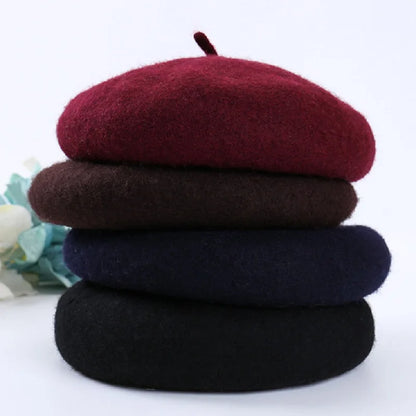 Wolle Berets Winter Frauen Französisch Stil Warme Beanie Hut Kürbis Hut Vintage Baskenmütze Einfarbig Elegante Dame Alle Abgestimmt Herbst Kappen So ist Leben