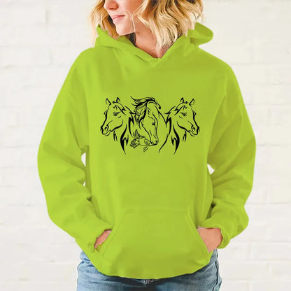 Y2K Hoodies Pferde-Hoodies Pullover Unisex Kapuzenpullover Harajuku Streetwear Langarm So ist Leben