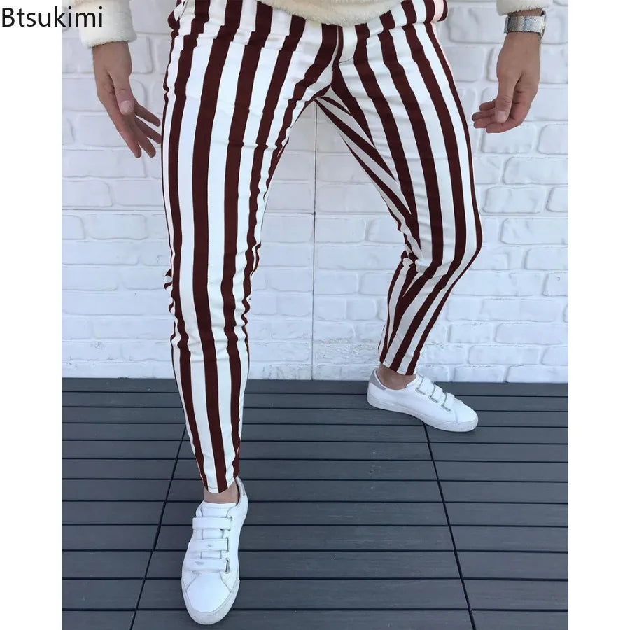 2026 Neue Herren-Bleistifthose Mode Klassische Lässige Gestreifte Bedruckte Hose Männliche Streetwear Business Sport Slim-Fit-Hose Herrenbekleidung So ist Leben