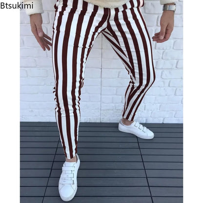 2026 Neue Herren-Bleistifthose Mode Klassische Lässige Gestreifte Bedruckte Hose Männliche Streetwear Business Sport Slim-Fit-Hose Herrenbekleidung So ist Leben