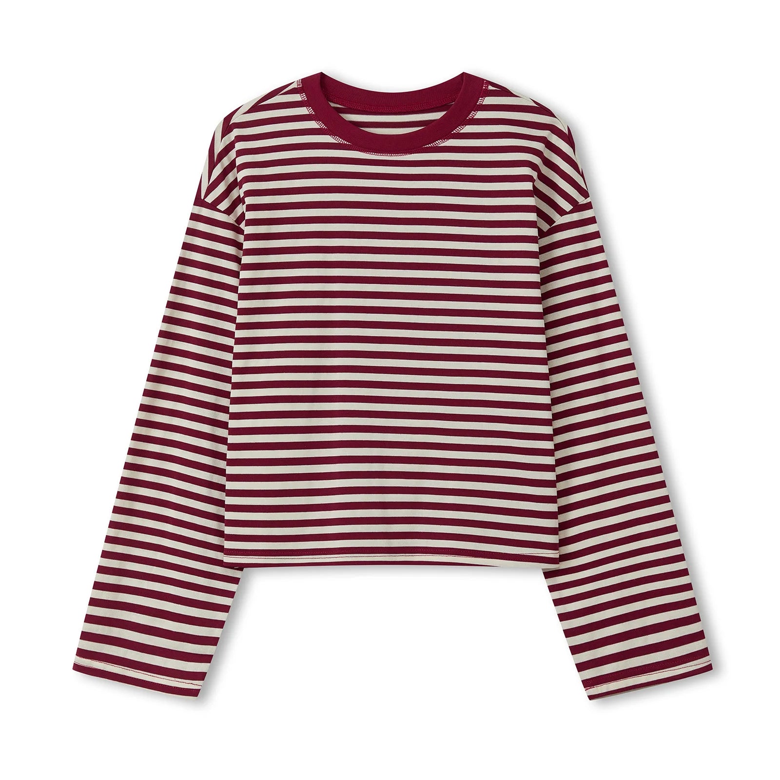 Frauen Langarm Shirts Rundhals Lose Sweatshirts Damen Herbst Casual Gestreiften Top Streetwear So ist Leben