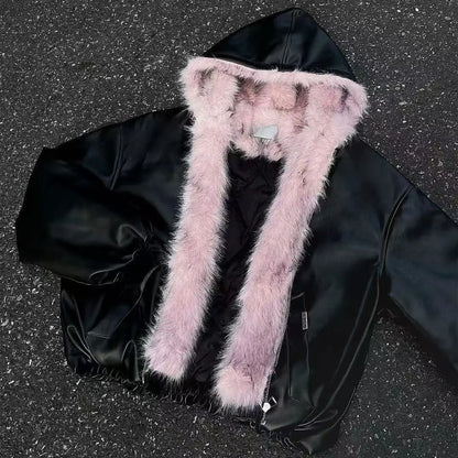 Y2K Winter Neue Blaue Plüsch Baumwolle Gefütterte Jacke Unisex Amerikanische High Street Kapuzenjacke Verdickte Paare Casual Mantel So ist Leben