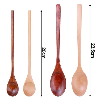 10/1Pcs Holz Tee Löffel Kochen Rühren Suppe Scoop Lange Hand Ellipse Küche Geschirr Set Kaffee Dessert Honig rühren Teelöffel So ist Leben
