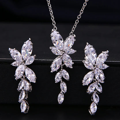 Zwei Größe Neue Design Luxus AAA Zirkon Olivenzweig Ohrringe und Anhänger Schmuck Sets Für Mode Frauen Hochzeit Schmuck Set AS128 So ist Leben