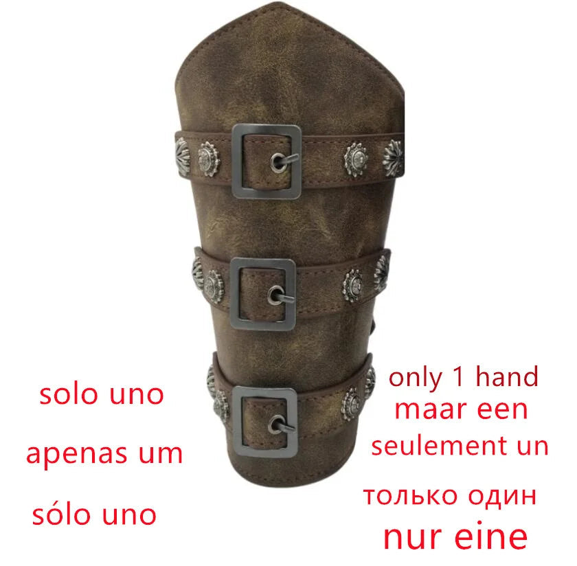 1Pc Männer Viking Krieger Ritter Gauntlet Armband Medieval Cosplay Requisiten Leder Niet Rüstung Arm Wärmer Verband Armschiene So ist Leben