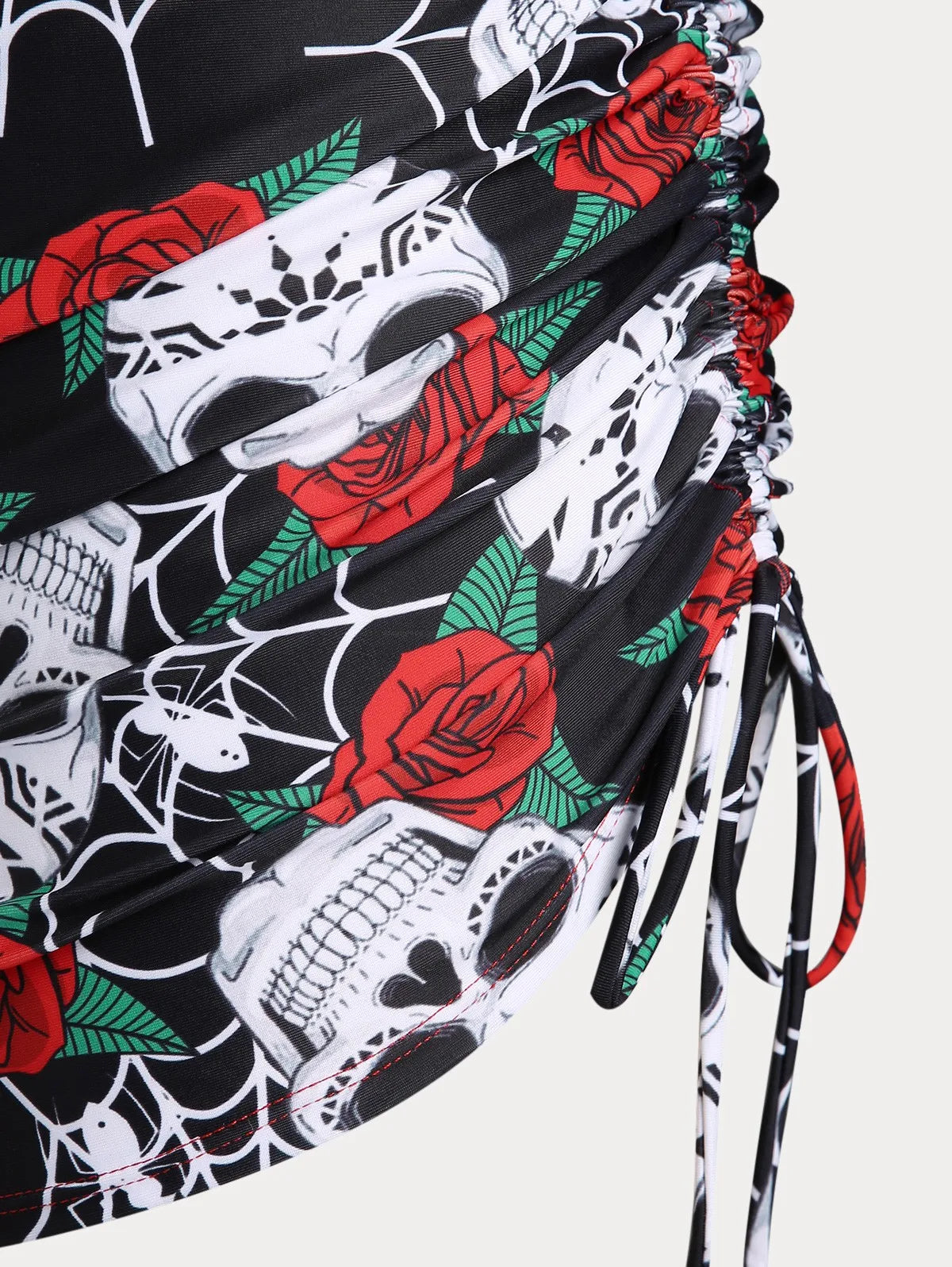 ROSEGAL Plus Size Damen Plus Size & Curve Skull Rose Print Crossover Dreiteilige Bikini-Badeanzüge So ist Leben