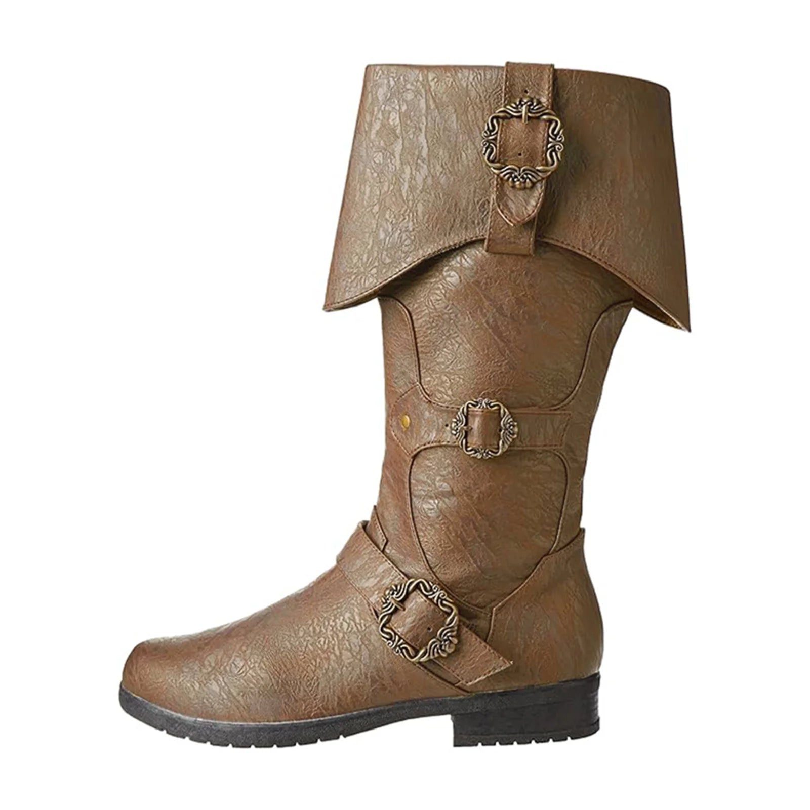 Retro Mittelalterliche Stiefel Nordic Viking Pirate Männer Frauen Stiefel Viking Pirate Steampunk Reiten Lange Cosplay Stiefel für Halloween Party So ist Leben