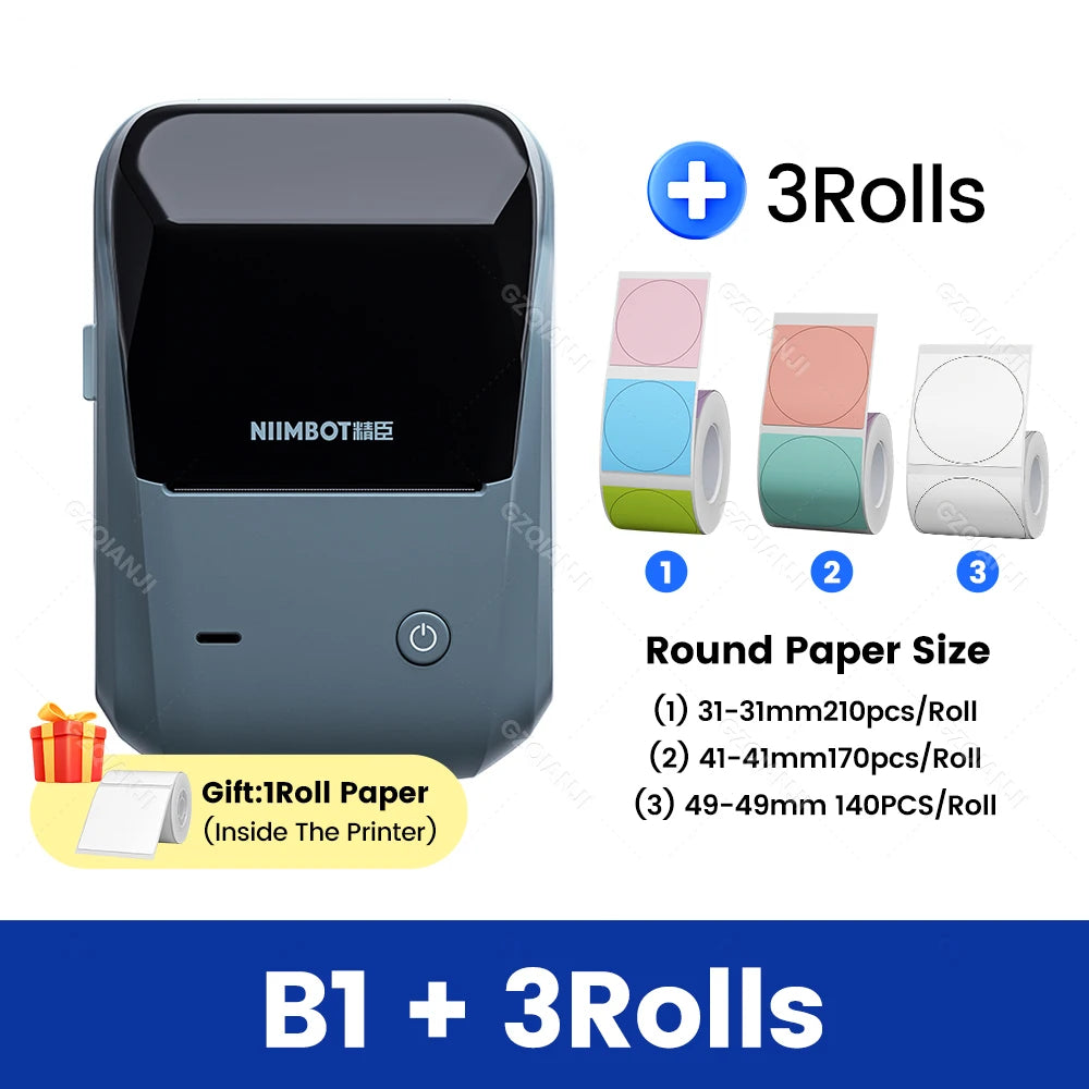 Original Niimbot B1 Etiketten drucker Farbe runde Aufkleber Handheld tragbare Bluetooth selbst klebende Etikettierung Business-Maschine klein So ist Leben