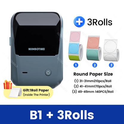 Original Niimbot B1 Etiketten drucker Farbe runde Aufkleber Handheld tragbare Bluetooth selbst klebende Etikettierung Business-Maschine klein So ist Leben