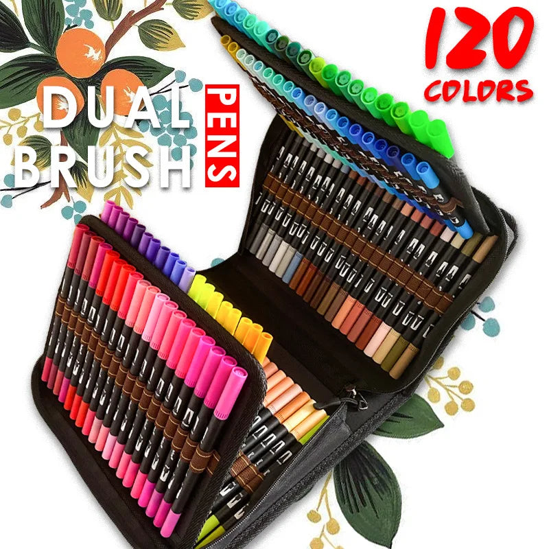 12/24/60/72/100/120 Farben Aquarell Kunst Marker Pinsel Stift Dual Tip Fin eliner Zeichnung für Kalligraphie Malerei Set Kunst zubehör So ist Leben