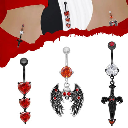 Halloween Geisterkopf Bauchnabelring Teufel Fledermaus Herzform Zirkonia Schmuck Körperpiercing Zubehör Chinesischer Hersteller So ist Leben
