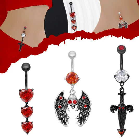 Halloween Geisterkopf Bauchnabelring Teufel Fledermaus Herzform Zirkonia Schmuck Körperpiercing Zubehör Chinesischer Hersteller So ist Leben