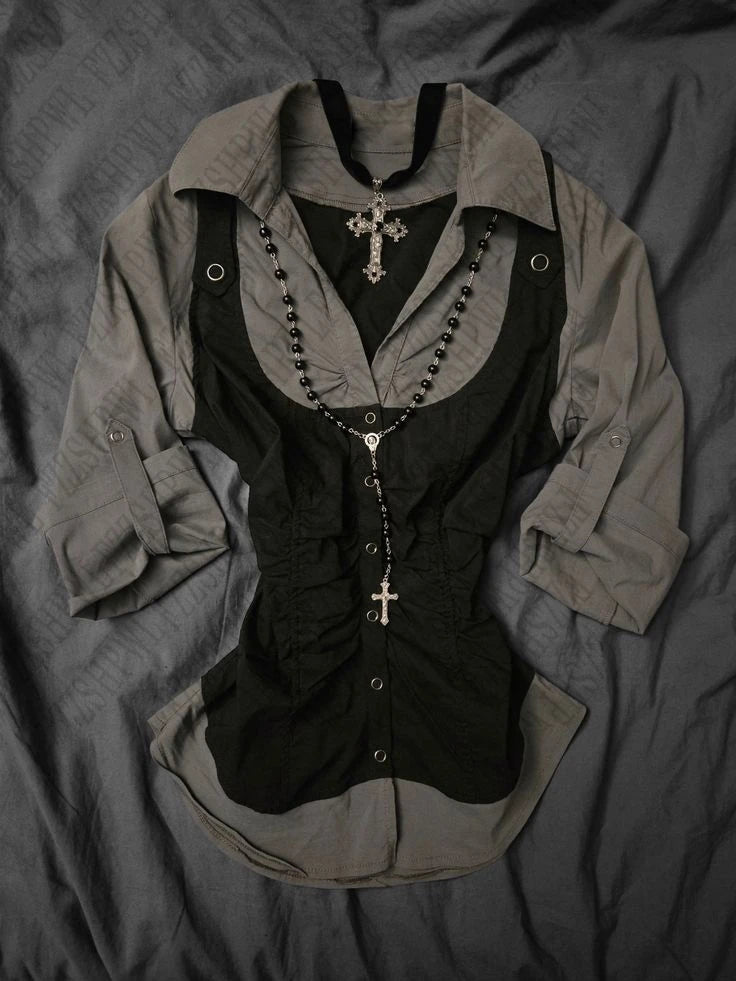 Frau Mode Cool Girl Flut Shirts Harajuku Punk Y2K Ästhetische Vintage Kleidung Täglich Weibliche Klassische Gothic Langarm Tops So ist Leben