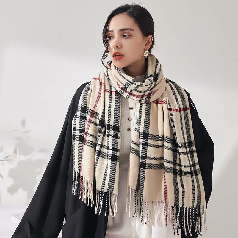 Warmer Winterschal, langer Schal mit Karomuster für Damen, weiches Wärmespeicherungssign, unverzichtbar für kaltes Wetter So ist Leben