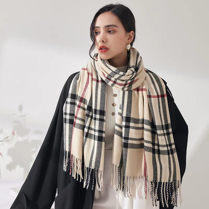 Warmer Winterschal, langer Schal mit Karomuster für Damen, weiches Wärmespeicherungssign, unverzichtbar für kaltes Wetter So ist Leben