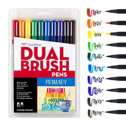 Tombow Aquarell-Marker-Set, 10-teilig, ABT-Nylon, weiche Spitze, Doppelpinselstift, ungebunden, ungiftig, sicheres Zeichenhandbuch, japanisches Briefpapier So ist Leben