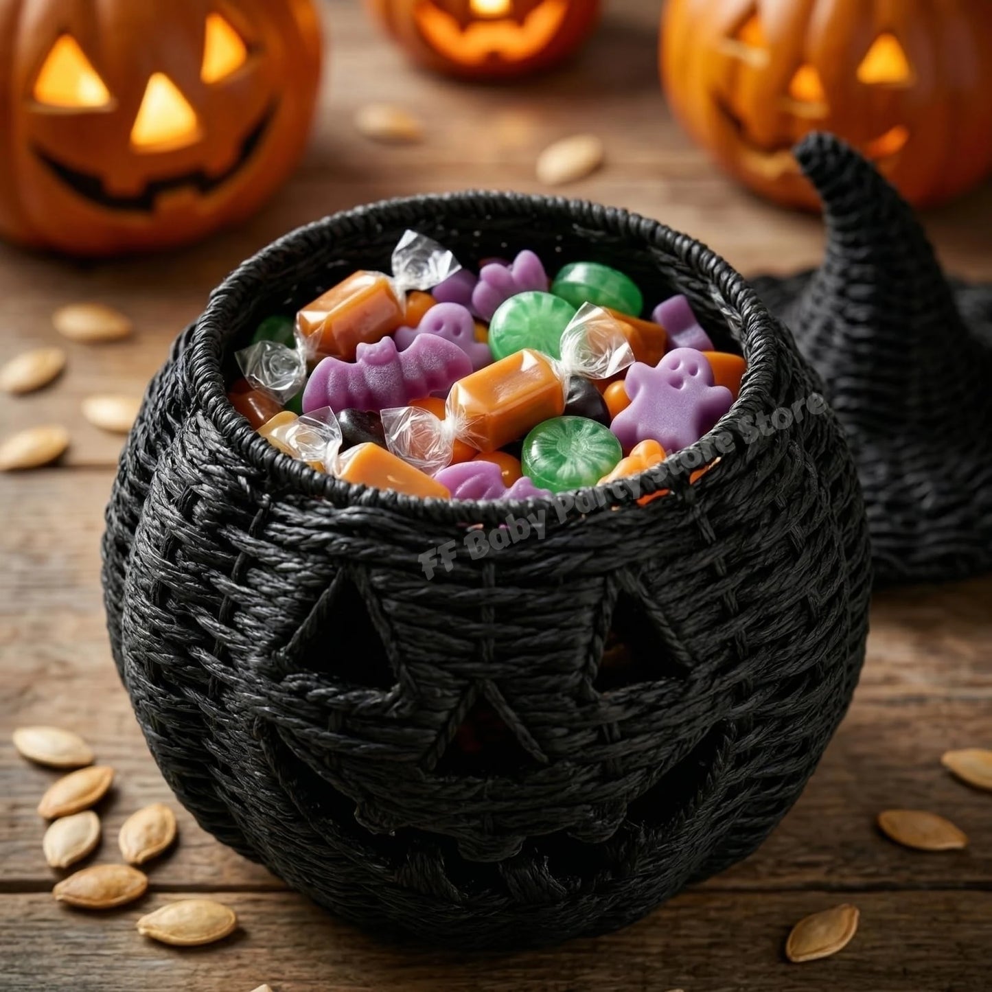 Halloween-Dekorationen Handgewebte Kürbislaterne aus Weide Hexenhut-Aufbewahrungsbox Dekorative Heim-Statue Ornamente Weihnachtsdekoration So ist Leben