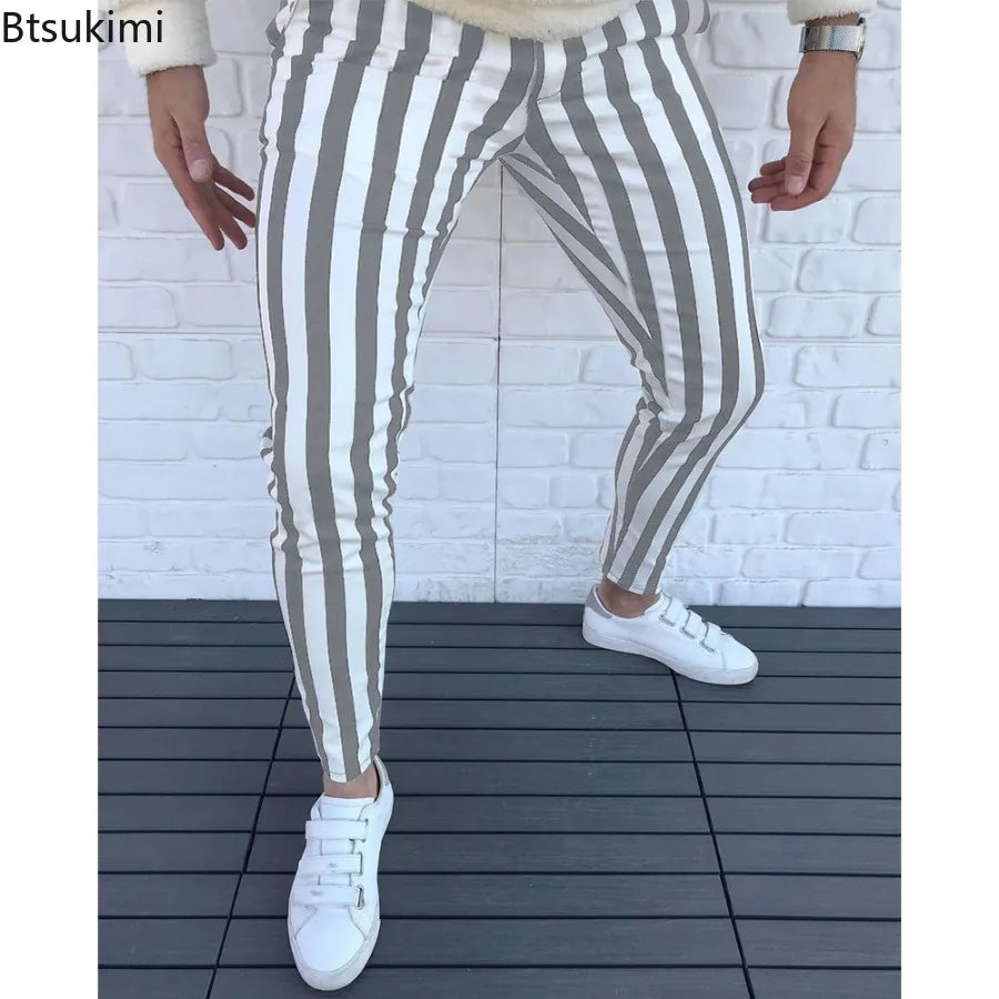 2026 Neue Herren-Bleistifthose Mode Klassische Lässige Gestreifte Bedruckte Hose Männliche Streetwear Business Sport Slim-Fit-Hose Herrenbekleidung So ist Leben