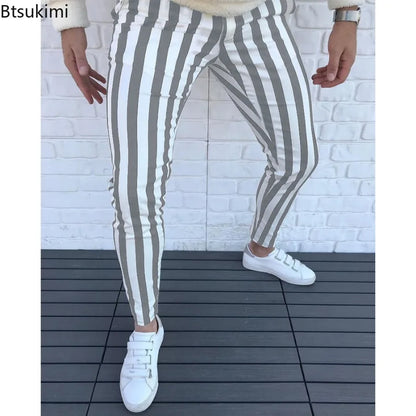 2026 Neue Herren-Bleistifthose Mode Klassische Lässige Gestreifte Bedruckte Hose Männliche Streetwear Business Sport Slim-Fit-Hose Herrenbekleidung So ist Leben