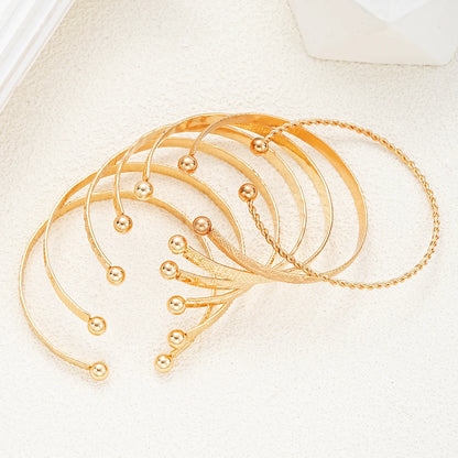 7 Teile/satz Punk Gold Farbe Armbänder für Frauen Streetwear Goth Herz Drucke Metall Design Offene Armreif Mode Schmuck Geschenke 2024 So ist Leben