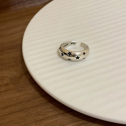 Vintage Unregelmäßige Kreuz Stern Offenen Ring für Frauen Männer Punk Gothic Silber Farbe Einstellbar Paar Ringe Y2K Egirl Schmuck Geschenk So ist Leben