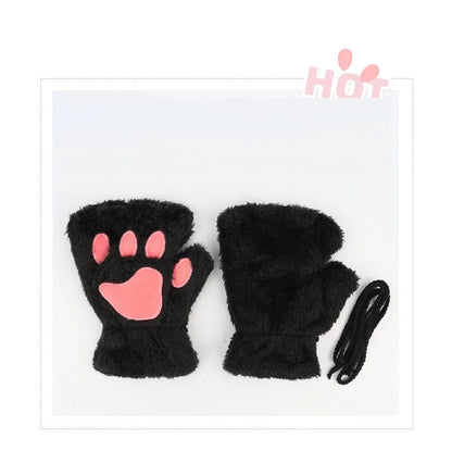Halloween-Katzen-Kostüm-Set für Mädchen, Cosplay, Halloween-Katzen-Kostümzubehör mit Stirnband, Schwanz, Handschuhe, 3-teilig So ist Leben