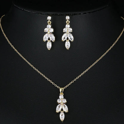 Zwei Größe Neue Design Luxus AAA Zirkon Olivenzweig Ohrringe und Anhänger Schmuck Sets Für Mode Frauen Hochzeit Schmuck Set AS128 So ist Leben